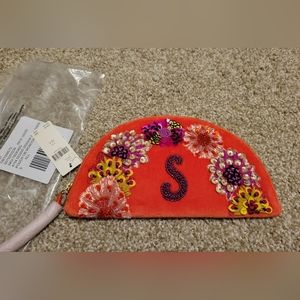 Anthropologie Monogram Crescent Pouch Bag